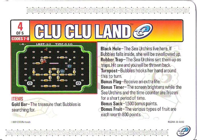 Media for Clu Clu Land (Game Boy Advance) (e-Reader): e-Card 4