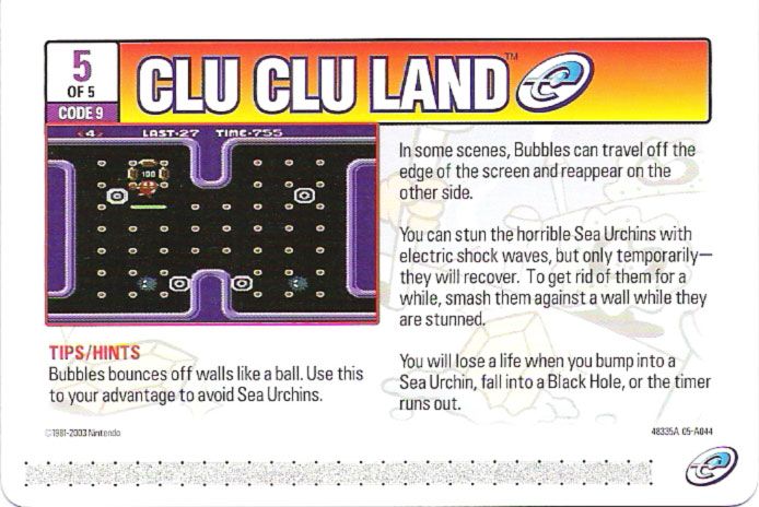 Media for Clu Clu Land (Game Boy Advance) (e-Reader): e-Card 5
