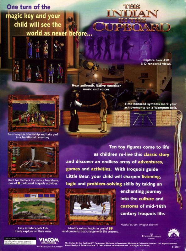 Back Cover for The Indian in the Cupboard (Windows)