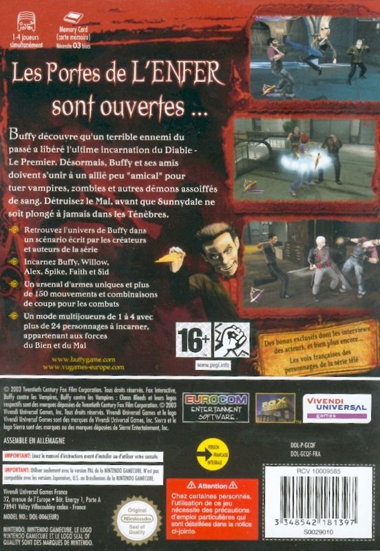 Back Cover for Buffy the Vampire Slayer: Chaos Bleeds (GameCube)