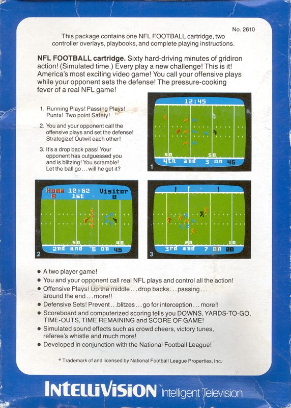 Back Cover for NFL Football (Intellivision)