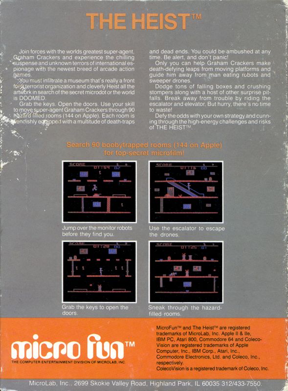 Back Cover for The Heist (ColecoVision)