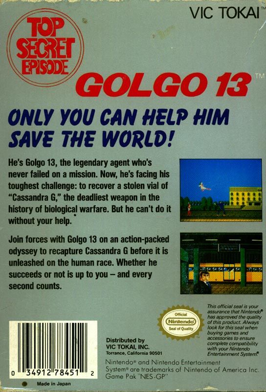 Back Cover for Golgo 13: Top Secret Episode (NES)