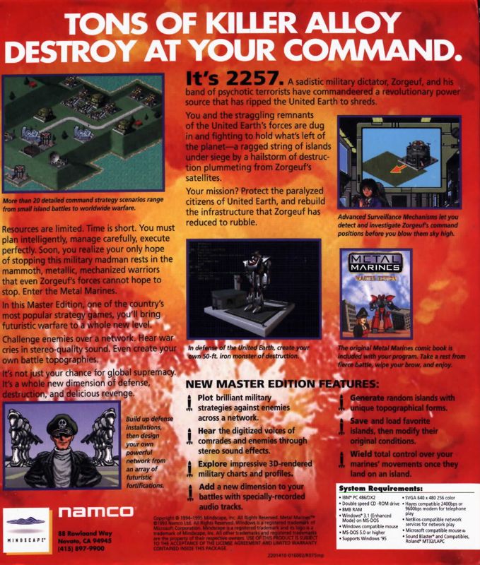 Back Cover for Metal Marines Master Edition (Windows and Windows 16-bit)