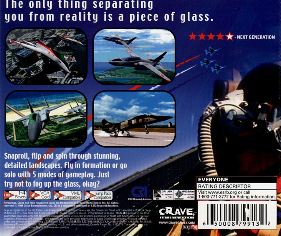 Back Cover for AeroWings (Dreamcast)