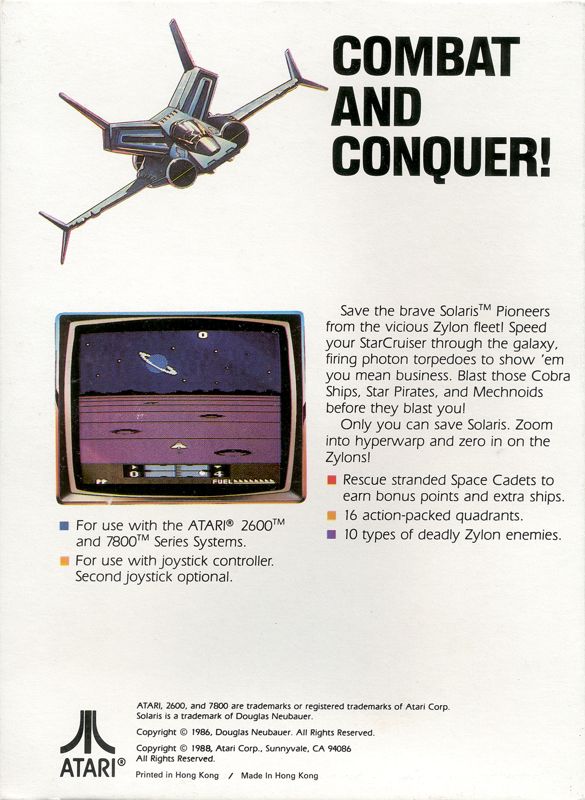 Back Cover for Solaris (Atari 2600)