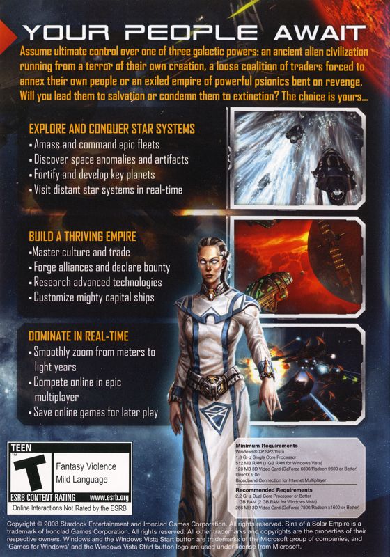 Other for Sins of a Solar Empire (Windows): Keep Case - Back