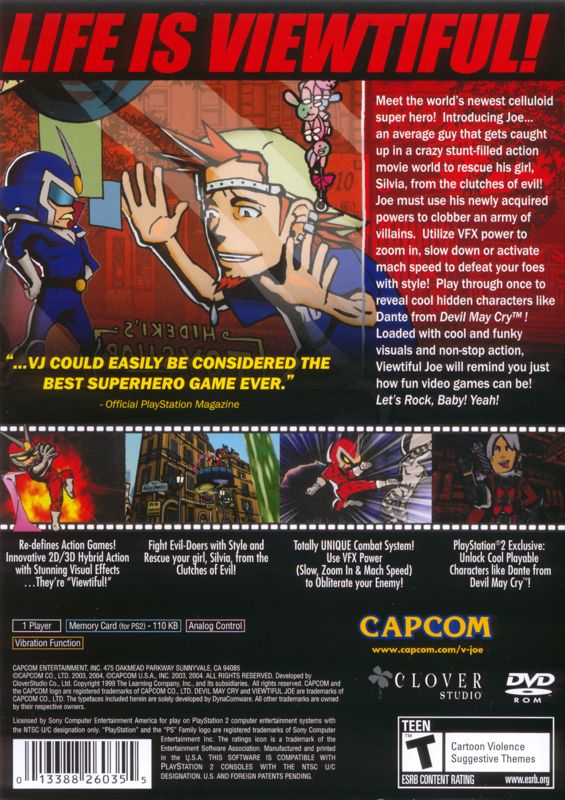 Back Cover for Viewtiful Joe (PlayStation 2)