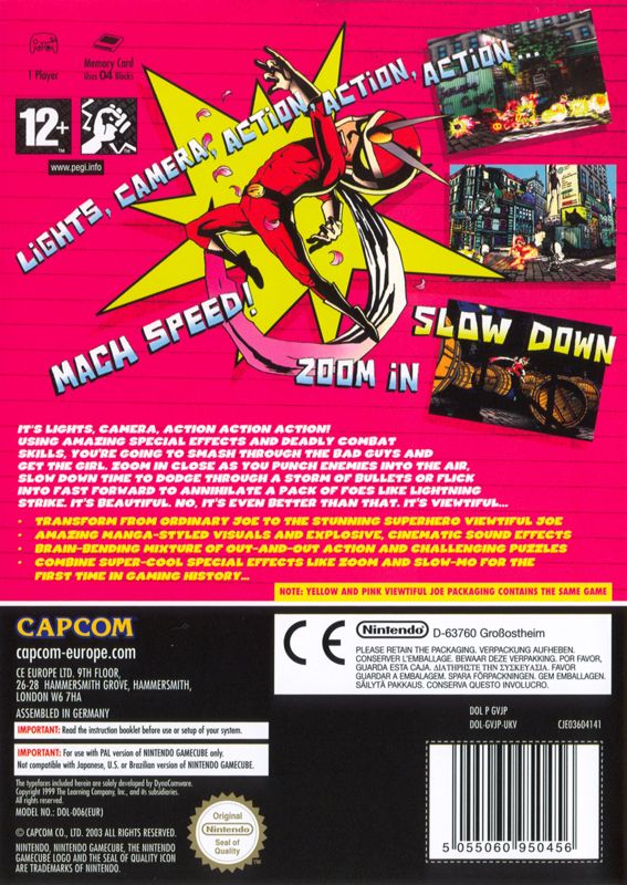 Back Cover for Viewtiful Joe (GameCube) (Yellow version)