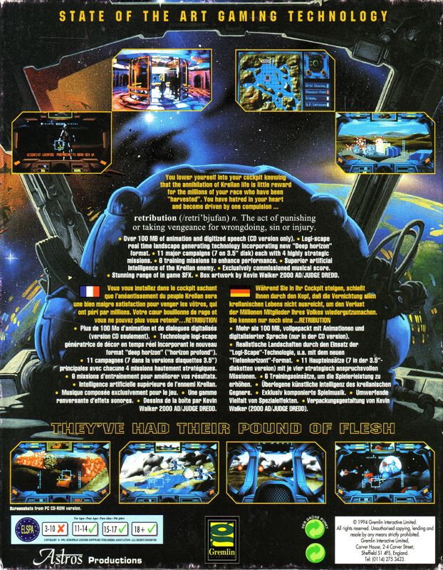 Back Cover for Retribution (DOS)