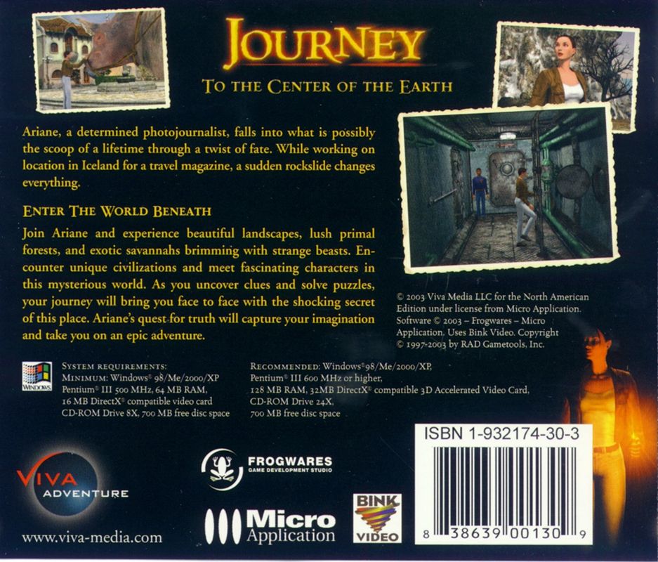 Other for Journey to the Center of the Earth (Windows): Jewel Case - Back