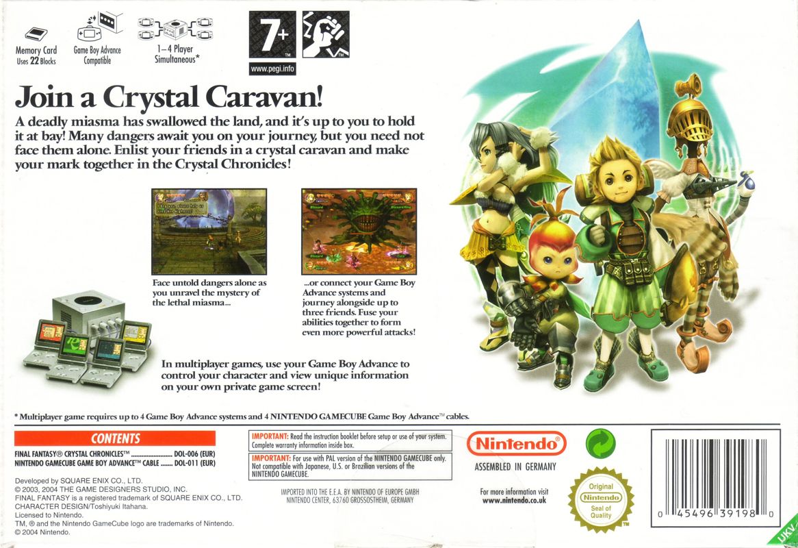 Back Cover for Final Fantasy: Crystal Chronicles (GameCube)