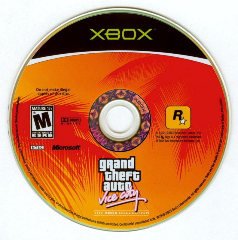 Media for Rockstar Games Double Pack: Grand Theft Auto (Xbox): Grand Theft Auto: Vice City Disc