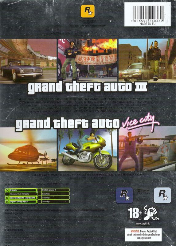 Back Cover for Rockstar Games Double Pack: Grand Theft Auto (Xbox)