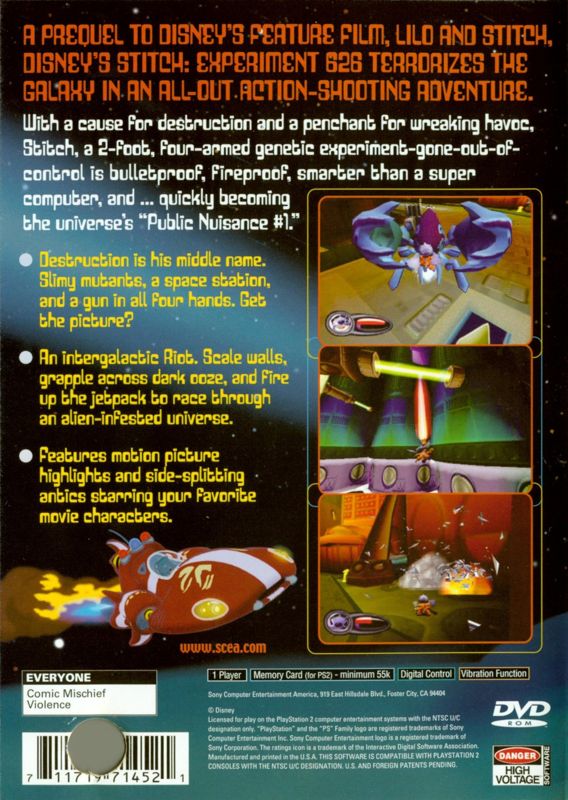 Back Cover for Disney's Stitch: Experiment 626 (PlayStation 2)