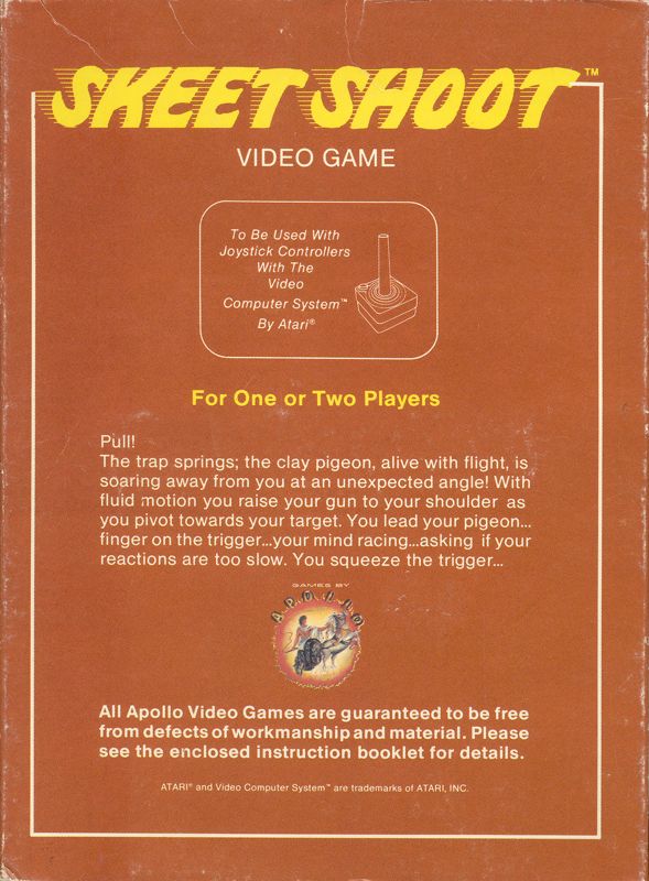 Back Cover for Skeet Shoot (Atari 2600)
