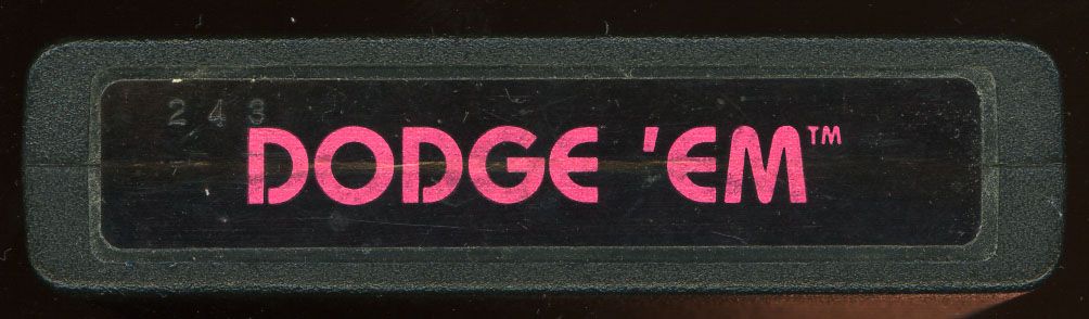 Media for Dodge 'Em (Atari 2600) (Here is the picture label variety for Dodge'Em...): Dodge'Em - Top of Cartridge