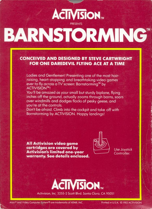 Back Cover for Barnstorming (Atari 2600)