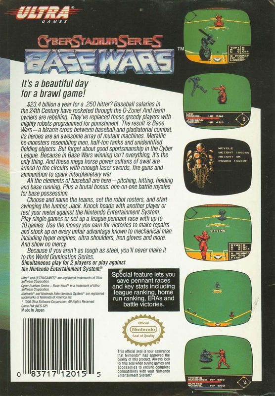 Back Cover for Base Wars - Cyber Stadium Series (NES)