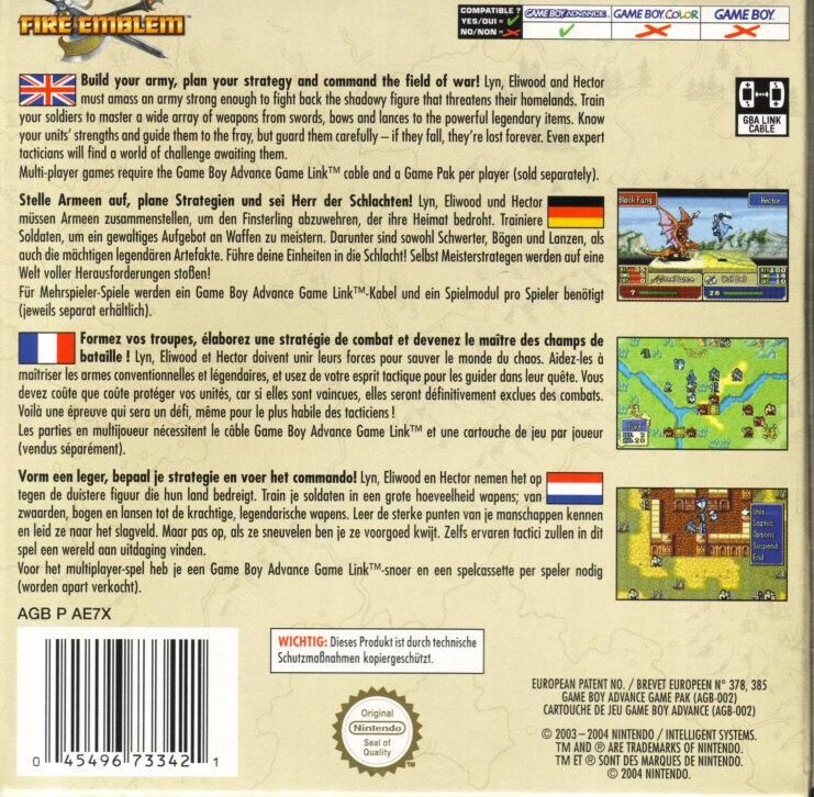 Back Cover for Fire Emblem (Game Boy Advance)
