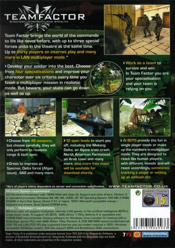 Back Cover for US Special Forces: Team Factor (Windows)