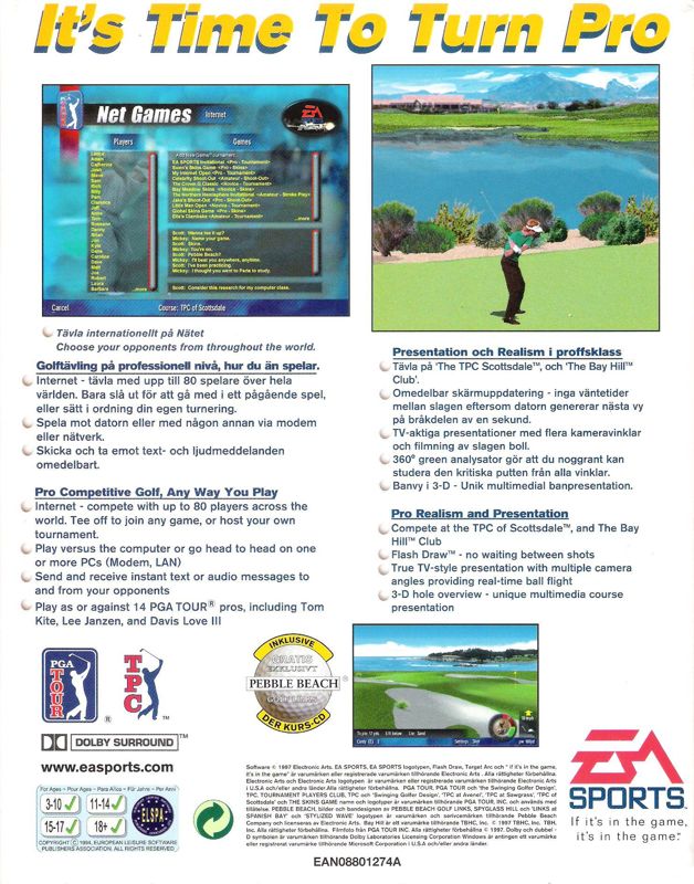 Back Cover for PGA Tour Pro (Windows)