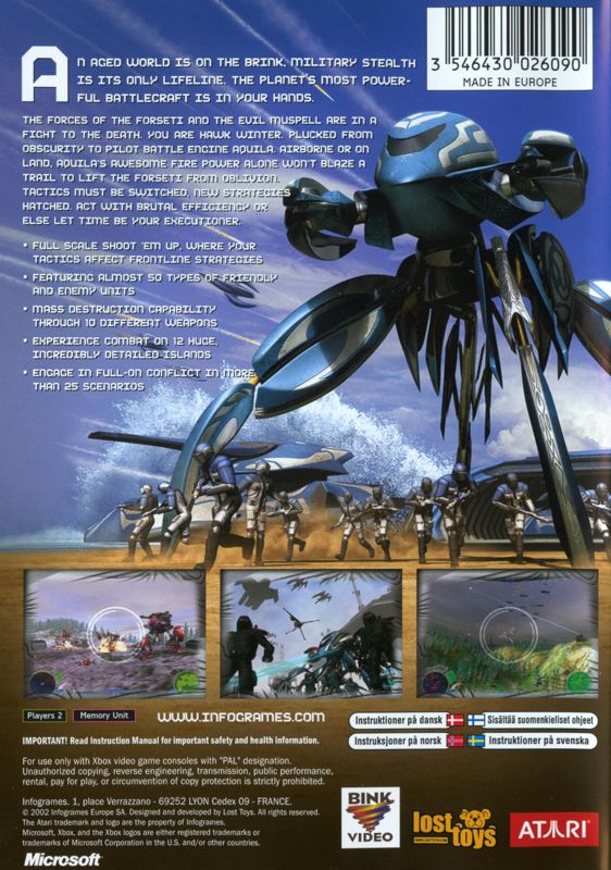 Back Cover for Battle Engine Aquila (Xbox)