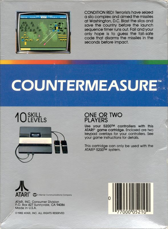 Back Cover for Countermeasure (Atari 5200)