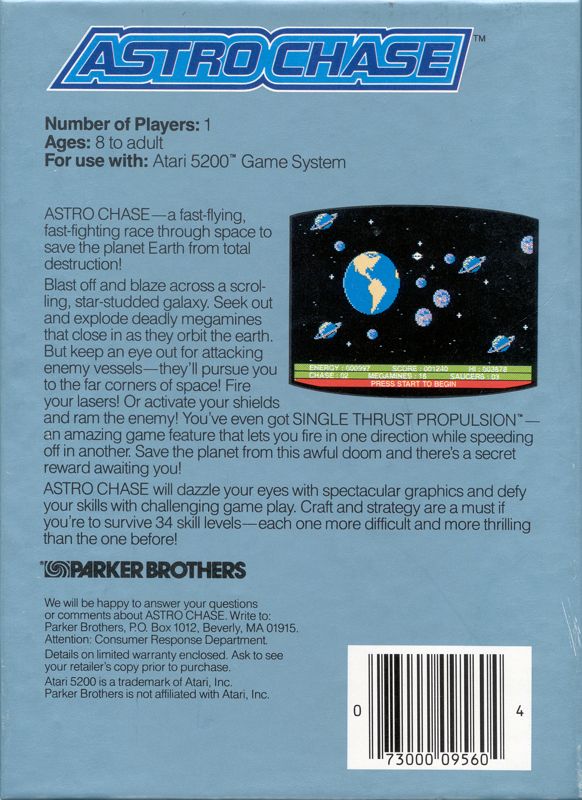 Back Cover for Astro Chase (Atari 5200)