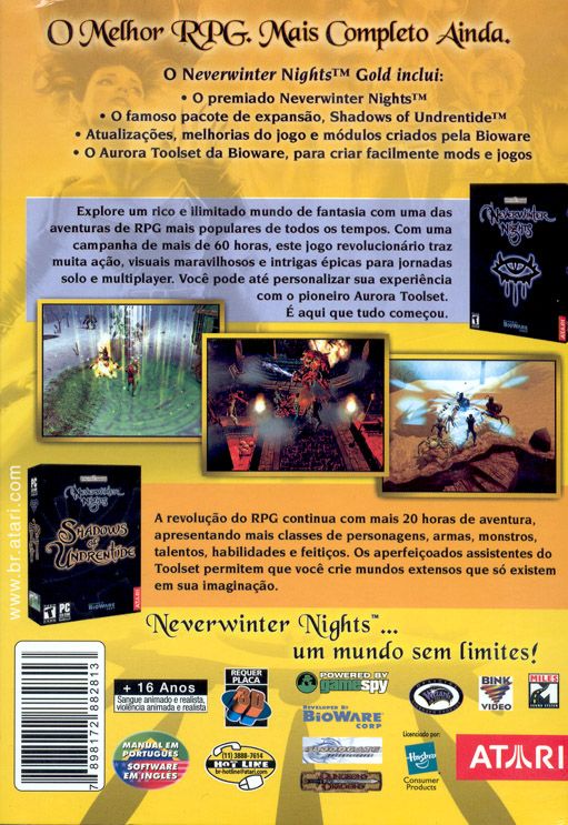Back Cover for Neverwinter Nights: Gold (Windows)
