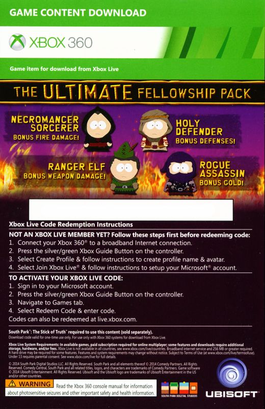Other for South Park: The Stick of Truth (Xbox 360): DLC Code - Ultimate Fellowship Pack