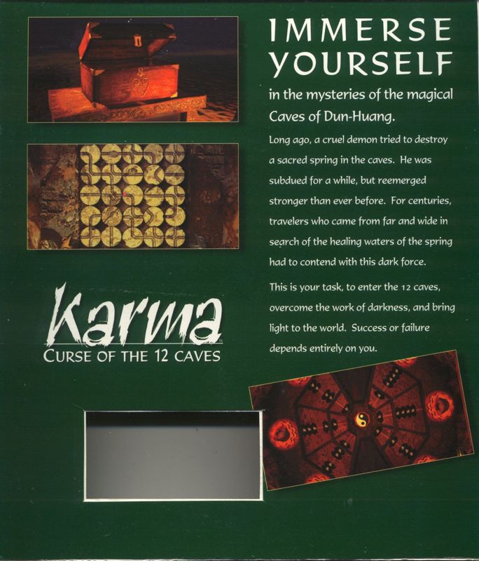 Inside Cover for Karma: Curse of the 12 Caves (Macintosh and Windows and Windows 3.x): Left Flap