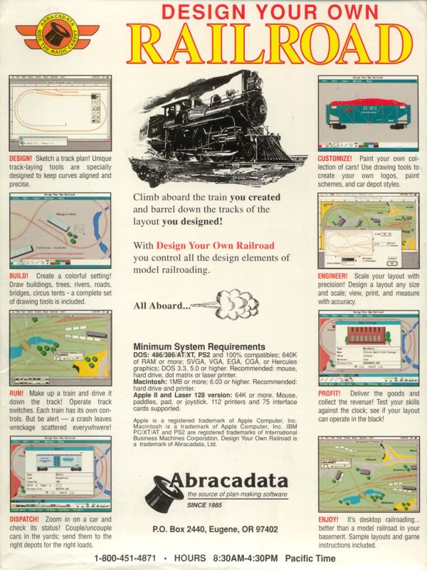 Back Cover for Design Your Own Railroad (DOS)
