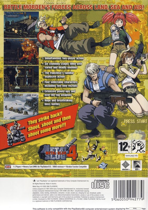 Back Cover for Metal Slug 4 (PlayStation 2)