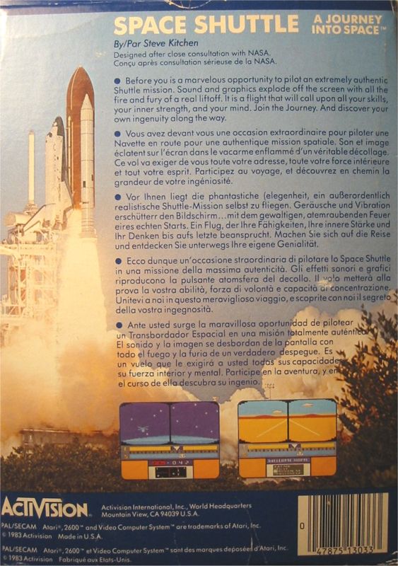 Back Cover for Space Shuttle: A Journey into Space (Atari 2600)