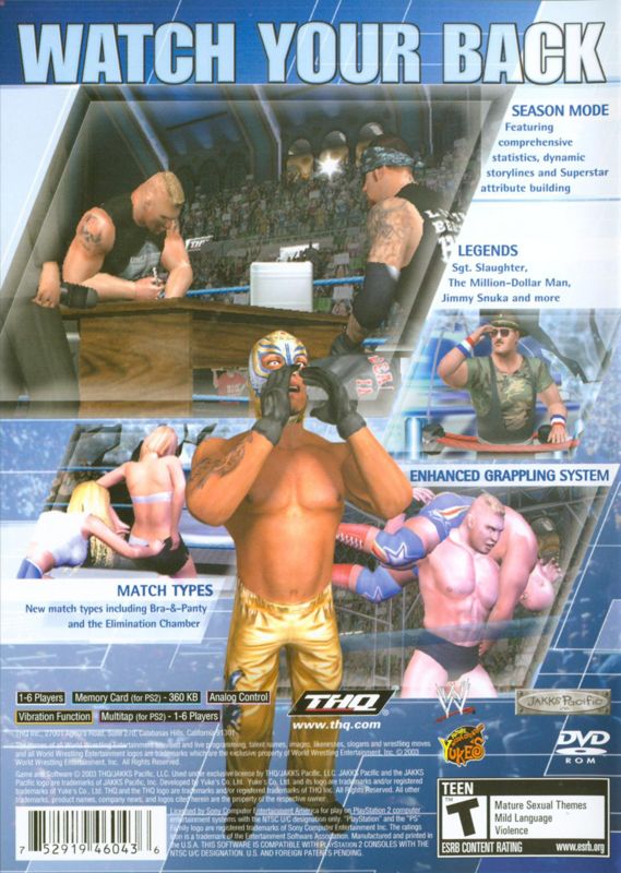 Back Cover for WWE Smackdown! Here Comes the Pain (PlayStation 2)