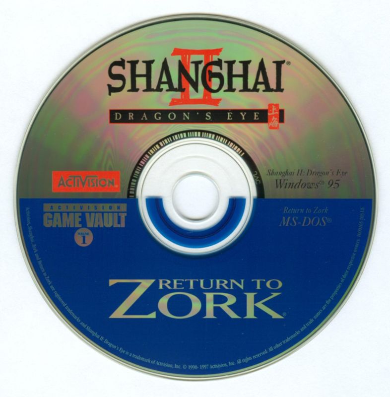 Media for Activision Game Vault: Volume 1 (Windows): Return to Zork/Shanghai Dragon's Eye II Disc