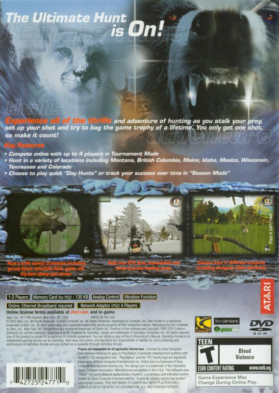 Back Cover for Deer Hunter (PlayStation 2)