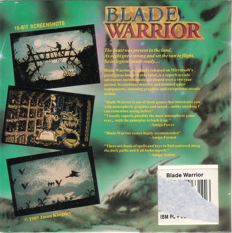 Back Cover for Blade Warrior (DOS) (Zeppelin Platinum release)