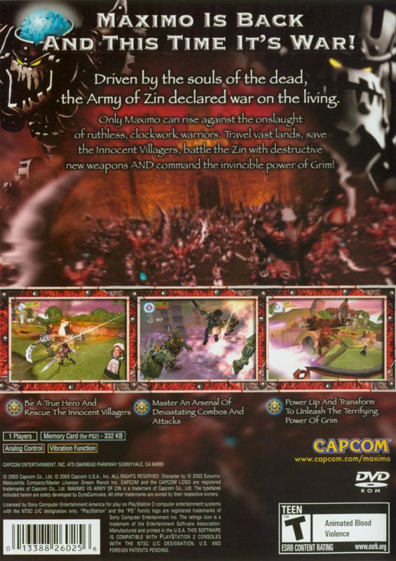 Back Cover for Maximo vs Army of Zin (PlayStation 2)