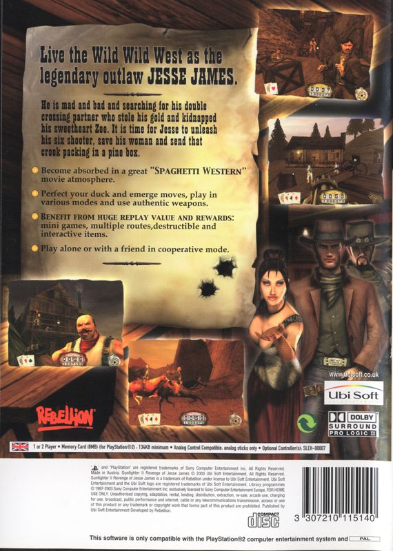 Back Cover for Gunfighter II: Revenge of Jesse James (PlayStation 2)