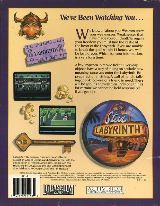 Back Cover for Labyrinth (Apple II)
