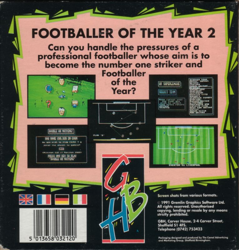 Back Cover for Footballer of the Year 2 (Amiga) (GBH Budget Release)