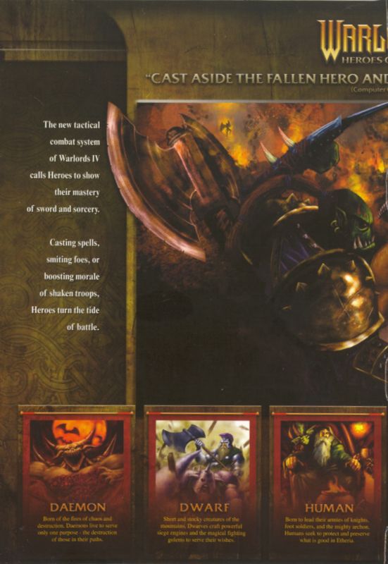 Inside Cover for Warlords IV: Heroes of Etheria (Windows): Left Flap
