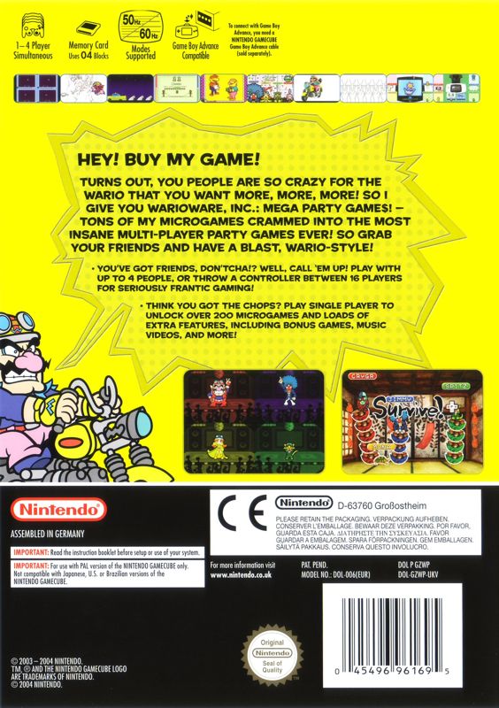 WarioWare, Inc.: Mega Party Game$! cover or packaging material - MobyGames