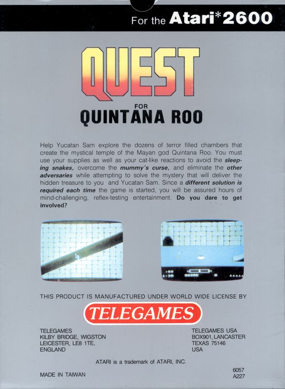 Back Cover for Quest for Quintana Roo (Atari 2600) (Telegames Release)