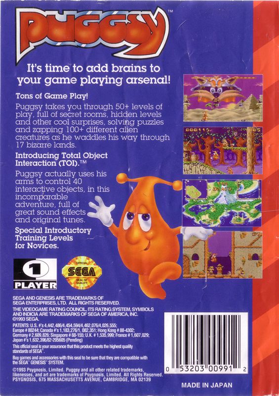 Back Cover for Puggsy (Genesis)