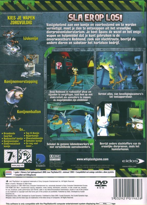 Back Cover for Whiplash (PlayStation 2)