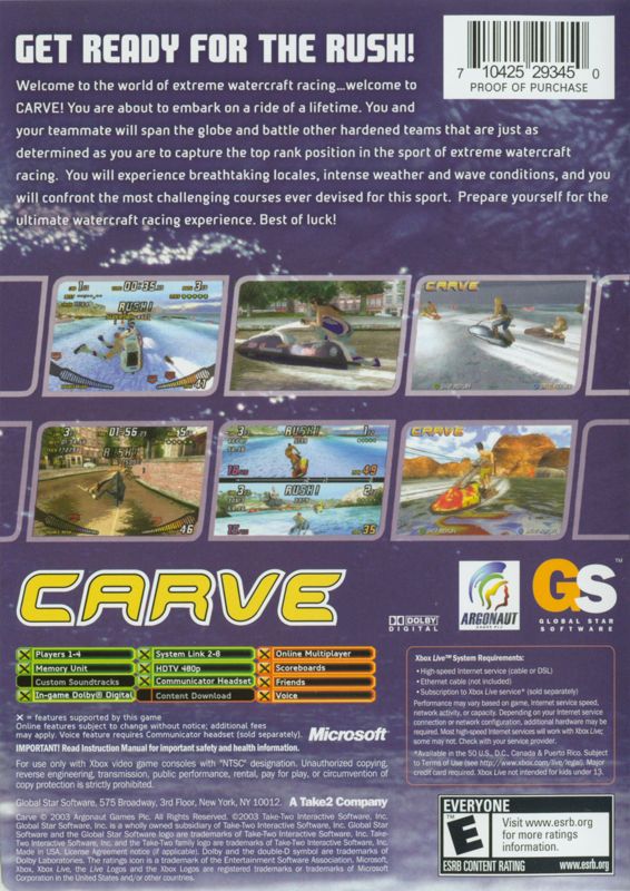 Back Cover for Carve (Xbox)