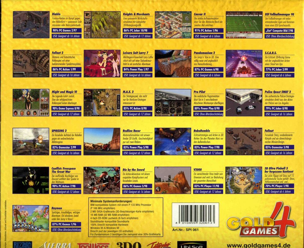 Back Cover for Gold Games 4 (DOS and Windows and Windows 3.x)